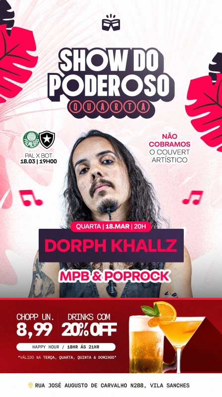 Evento poderoso-lounge--bar---quarta---1803--20h--dorph-khallz
