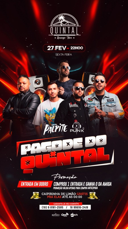 Evento quintal-lounge-bar---sexta---2702---22h---grupo-palpite--dj-punk