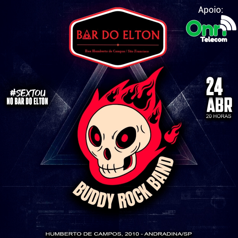 Evento bar-do-elton---sexta---2404---20h---buddy-rock-band