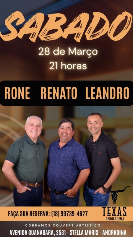 Evento texas-andradina---sabado---2803---21h---rone-renato-e-leandro