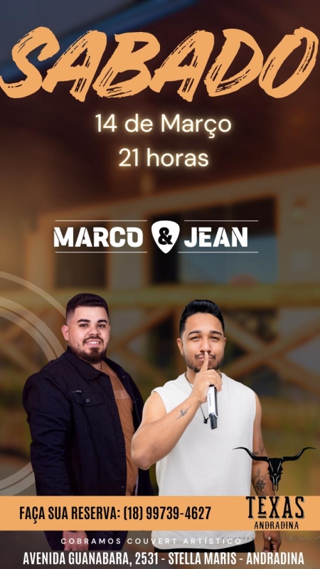 Evento texas-andradina---sabado---1403---21h---marco--jean